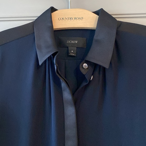 J Crew Classic Navy & Black Long Dress Shirt Style Dress - Picture 2 of 14